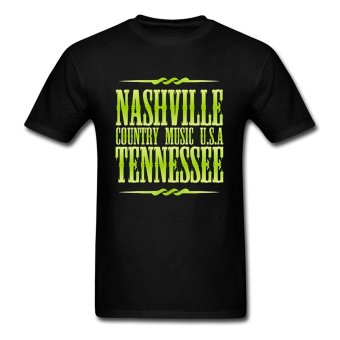 AOSEN FASHION Funny Cotton Men's Nashville Tennessee T-Shirts Black  