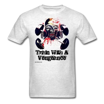 AOSEN FASHION Hot Sale Men's Train With A Vengeance T-Shirts Light Oxford  