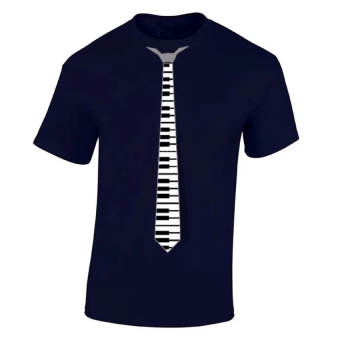 AOSEN FASHION Men's Creative Piano Keyboard Graphic Cotton T-shirt Dark blue  