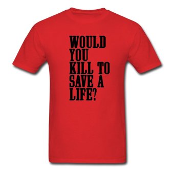 AOSEN FASHION Men's Would You Kill T-Shirts Red  