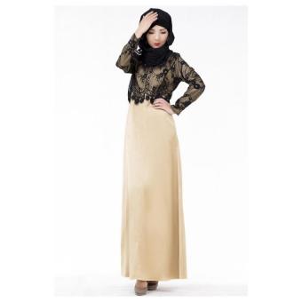 Arab Muslim Lace Two - piece DressBaju Kurung Inaya Khaki - intl  