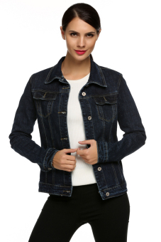 ASTAR Classical Outwear Jeans Coat Denim Jacket Fashion Slim Blouses (Dark Blue) (Intl)  