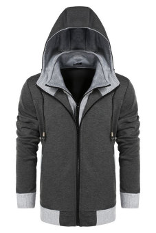Astar Coofandy Men's Warm Hooded Slim Pullover Coat Hoodies (Dark Grey)  