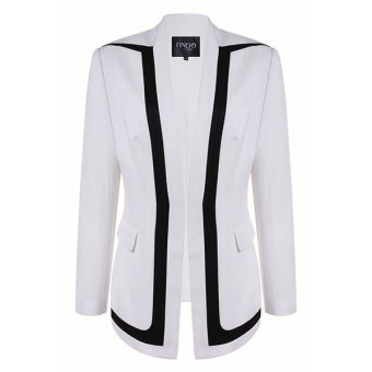 Astar FINEJO Stylish Ladies Open Front Long Sleeve Slim Wear to Work Blazer Outwear Coat Jacket ( White )  