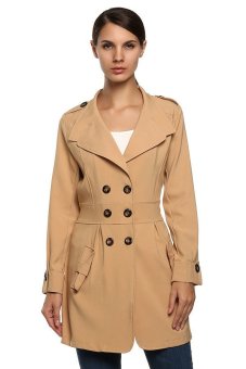 ASTAR Finejo Women Casual Long Sleeve Turn Down Collar Button Trench Coat (Brown)ï¼ˆï¼‰  