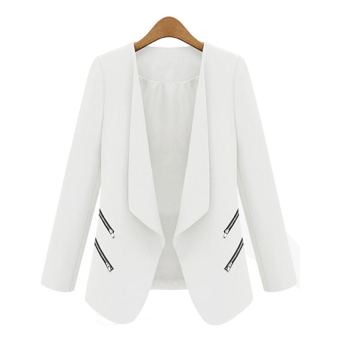 Astar Long Sleeve Women Slim Casual Coat Suit Blazer (White)  