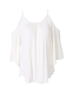 Astar Short Sleeve Women's Strap Off-shoulder Loose Blouses Tops (White) - Intl - intl  