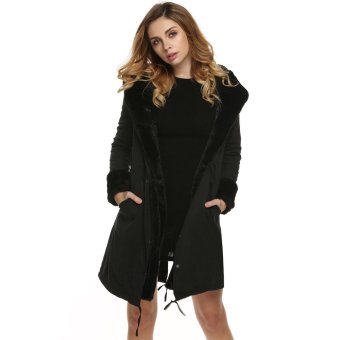 Astar Women Faux Fur Coat (Black) - intl  
