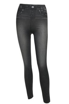 Astar Women Slim Jointless Imitation Denim Jean Leggings Pants (Black) - intl  