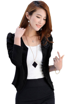 ASTAR Women's Suit Long Sleeve Short Coat Jacket Outerwear (Black) (Intl) - intl  