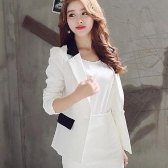 Autumn and Winter Korean Style Women Slim Fit Long Sleeved Casual Fashion Suit Jacket One Button Coat Formal Work Coat Outwear Blazer-White - intl  