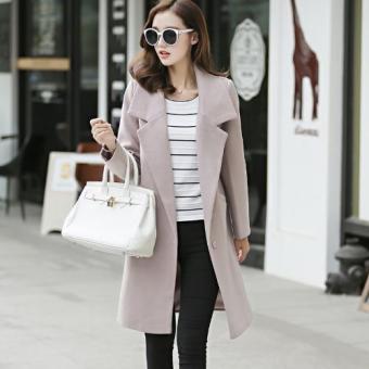 Autumn and winter women's slim fit Wool coat Korean Style Lapel Long sleeve Casual Jacket Outwear Fashion Wool Blazer-Lotus root starch - intl  