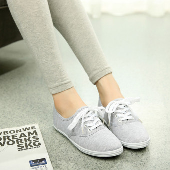 Autumn Fashion Women and Girl Classic Canvas Shoes Flat Shoes Loafers Slip-Ons Brogues & Lace-Ups Grey  