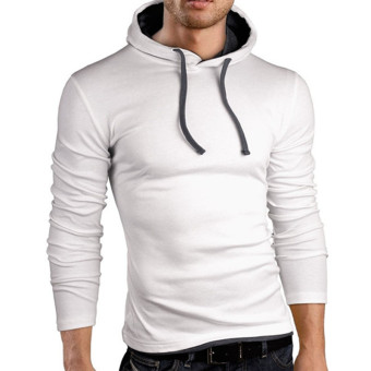 Autumn Men Sweatshirt 2016 Fashion Hooded Sportswear Solid Slim Fit Hoodies Sweatshirts Plus Size Pullovers Tracksuit (White) - intl  