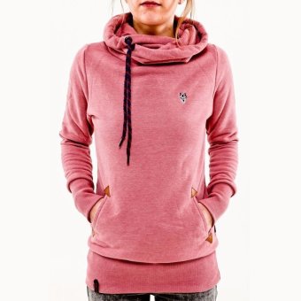 Autumn Winter Hoodies Sweatshirts Women Casual Female Long Sleeve Hem Split Hoody Pullovers Outwear Tops Plus Size (Pink) - intl  