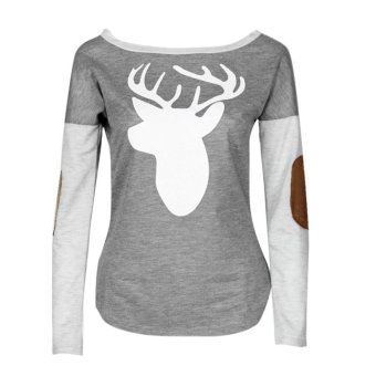 Autun WomenBuck Printing it Sweater shirt (light Gray)  