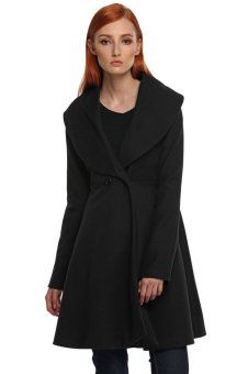 Azone ANGVNS Women Winter Elegant Cardigan Wind Jacket Coat (Black)     