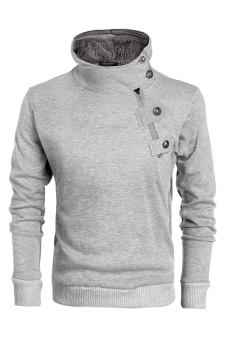 Azone COOFANDY Men's Casual Long Sleeve Hooded Side Half Zip Hoodies Coat With Fleece ( Grey )   