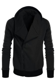 Azone COOFANDY Men's Casual Long Sleeve Hooded Side Zip Hoodies Coat With Fleece (Black)   