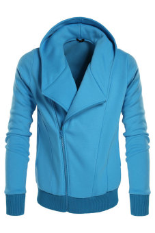 Azone COOFANDY Men's Casual Long Sleeve Hooded Side Zip Hoodies Coat With Fleece (Blue)   