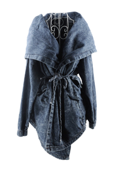 Azone Hooded Long Jeans Denim Trench Jacket OutCoat Blue  