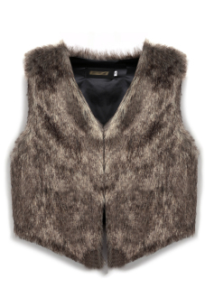 Azone Ladies Casual Outwear Faux Fur Waistcoat Gilet Jacket Coat Cool Vest (Brown)   