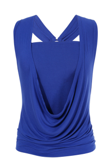 Azone Sleeveless Backless Women Halter Blouses Tops (Blue)   