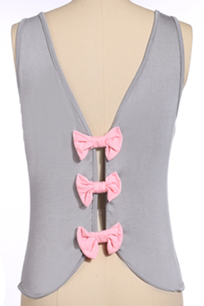 Azone Stylish Lady Women's Fashion Back Bow Decoration Tank Top (Grey)   