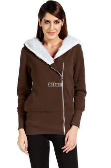 AZONE Women Hoodie Jacket Coat Warm Outerwear Hooded Zip (Coffee) (Intl) - intl  