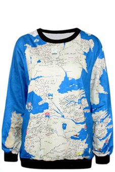 Azone Women Men T-Shirts Space Galaxy Sweater Jumper Sweater Printing T Shirt Top Pullover (Blue) - intl  