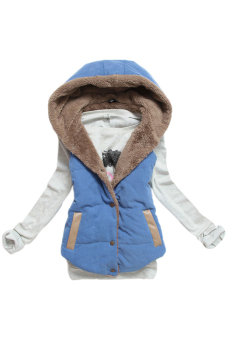 Azone Women Plus Size Slim Jacket Hoodie Vest Coat Waistcoat (Blue) - intl  