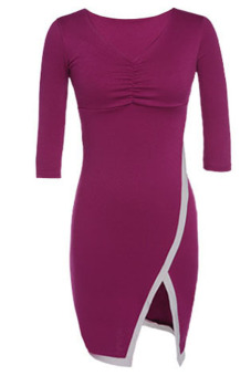 Azone Women V-neck Bodycon Evening Party Dress Purple - intl  