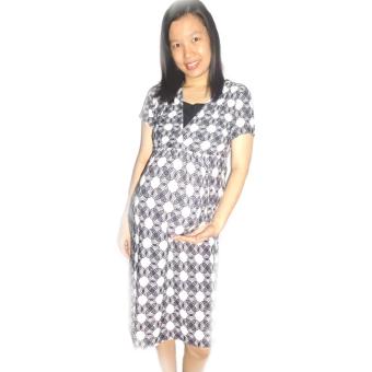 Baby Talk - Korean Maternity and Breastfeeding Dress - Baju Dress Hamil Daster Ibu Hamil Dress Menyusui Cantik - White Black  