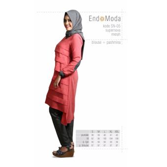 Baju Original Endo Moda Blouse Atasan SN-05 Kaos Wanita Baju Muslim Tunik Kemeja Kaos Red Ukuran XL  
