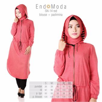 Baju Original Endo Moda Blouse Atasan SN-14 Kaos Wanita Baju Muslim Tunik Kemeja Kaos Red  