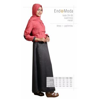Baju Original Endo Moda SN-06 Dress Wanita Baju Muslim Modern Gamis Katun Supernova Premium Red L  