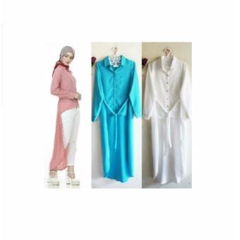 Baju Original Lavonia Tunik Wolfice Tunik Baju Atasan Panjang Wanita Muslimah Pakaian Hijab Modern Casual Simple Trendy Warna Biru  