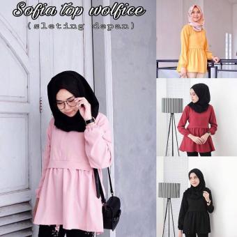 Baju Original Sofia Top Blouse Wolfice Atasan Wanita Muslim Pakaian Hijab Trendy Modern Baju Casual Maroon  