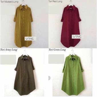 Baju Original Tori Long Tunik Katun Baju Atasan Panjang Wanita Muslimah Pakaian Hijab Modern Casual Simple Trendy Warna Mustard  