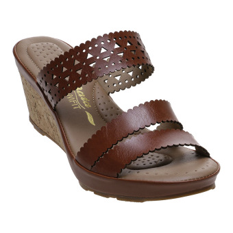 Bata Comfit Barba Wedge Sandals - Cokelat  