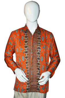 Batik Arjunaweda Kemeja Kerja Batik Pria - Tanjung Gunung - Oranye  