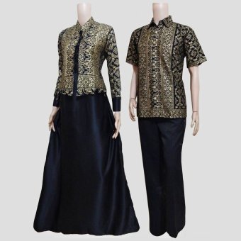 Batik Couple Gamis Sarimbit Sri Rejeki Solo BC-383R (hitam)  