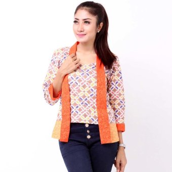 Batik Distro BA6634 Blus Wanita Kutu Baru - Orange  