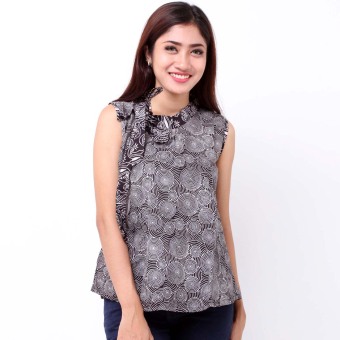 Batik Distro BA7011 Blus Wanita TL Tali Leher - Hitam  