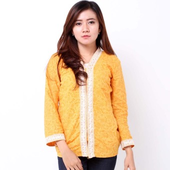 Batik Distro BA7028 Blus Wanita Embos Rajut Panjang - Kuning  