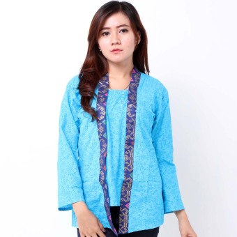 Batik Distro BA7034 Blus Wanita Kutu Baru Embos - Biru  