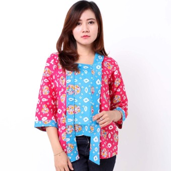 Batik Distro BA7237 Blus Wanita Kutu Pendek - Pink  