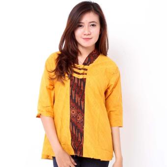 Batik Distro BA7689 Blus Wanita A Line Embos - Kuning  