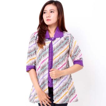 Batik Distro BA7696 Blus Wanita Model Cardi Embos - Ungu  