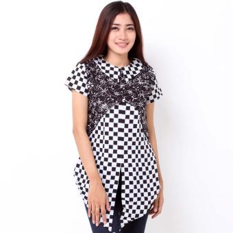 Batik Distro BA7779 Blus Wanita Pola depan - Hitam  